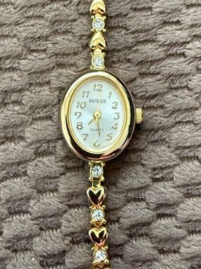 Benrus Gold-Tone Women's Bracelet Watch with Swarovski crystals